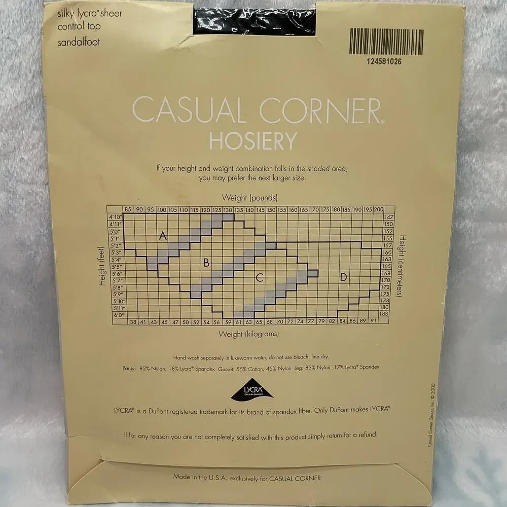 Vintage Casual Corner Hosiery Lycra Sheer Control Top Black